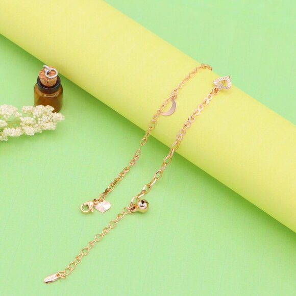 "Rose Gold Anklet with Heart, Leaf & Moon Charms, XPAL1046 - Picture 8 of 12